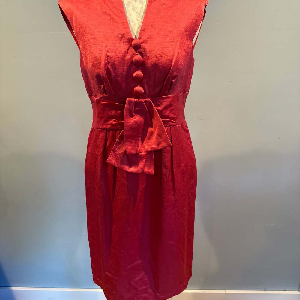 Nanette Lepore Red Silk Blend Belted Sheath Dress Size 12